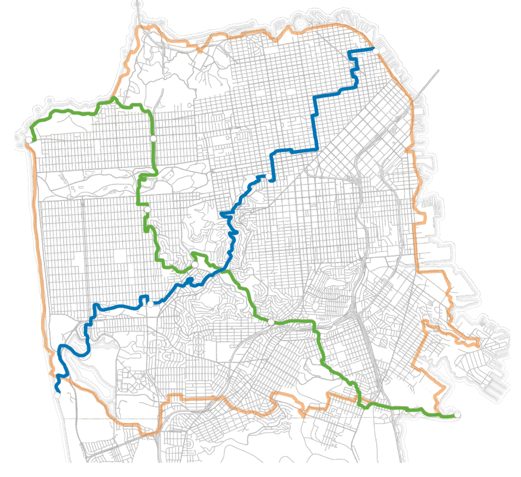 Map of the Crosstown Trail across San Francisco